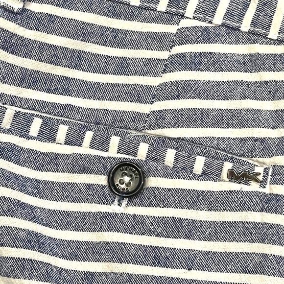 Michael Kors Men's Linen Blend Chino Shorts Blue White Striped 36 - Picture 6 of 10